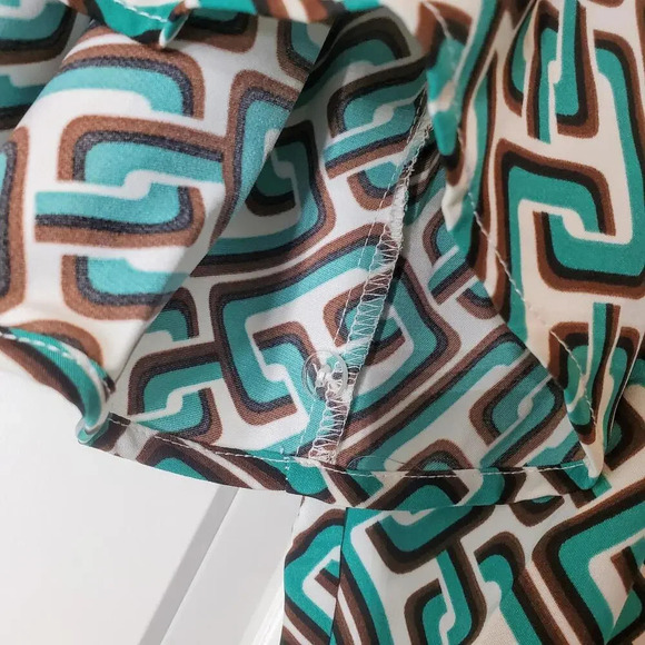 NWT INTEMPO Women's Tie Front Top Green Chain Print Plus Size 2X - Picture 11 of 13